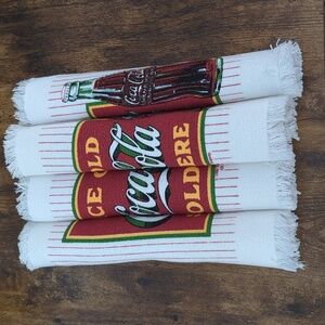 Set Of 4 Coca-Cola Ice Cold Cotton Fringed Ends Placemats Vintage New 1990